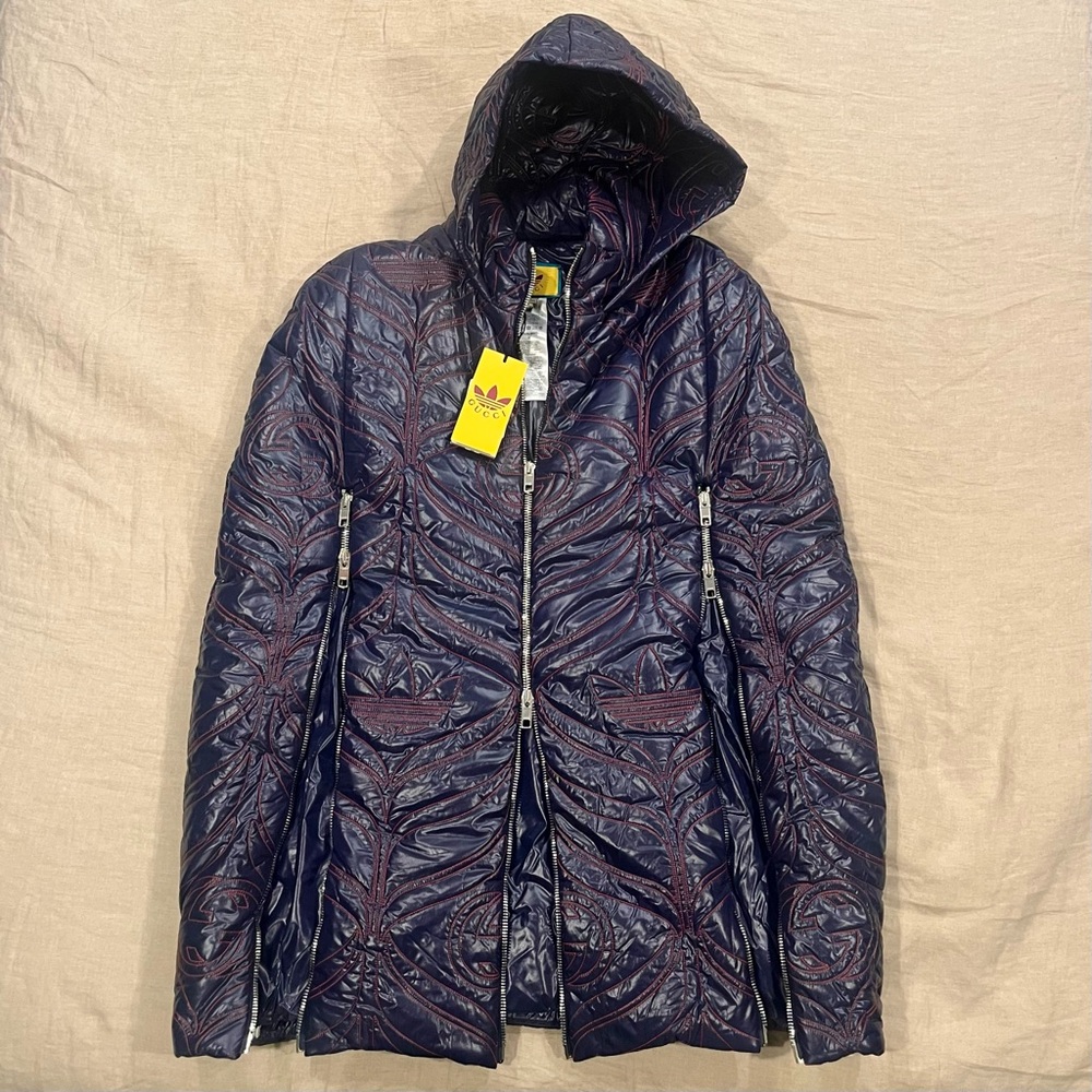 $4300 Gucci X Adidas Embroidered GG Logo Puffer Jacket - Picture 3 of 14